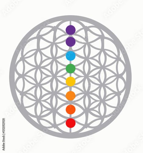 Chakra alignment with Flower of Life geometric pattern