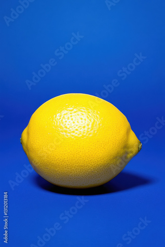 big fresh lemon against a blue background