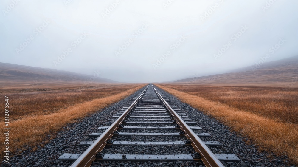 Fototapeta premium Minimalist railway track illustration, ideal for transportation concepts.