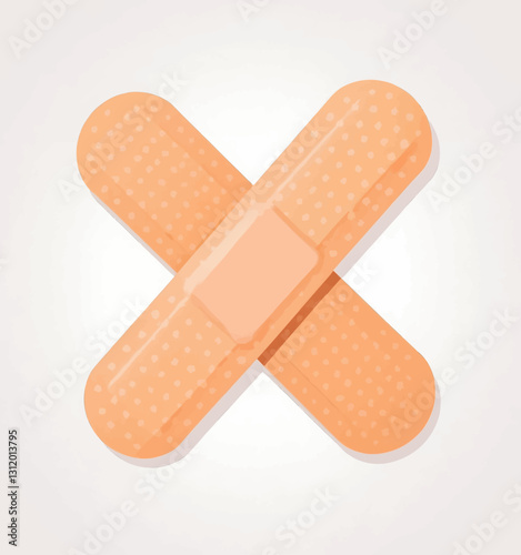 Crossed adhesive bandages, first aid care
