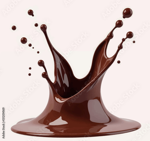 Dark chocolate liquid dynamic splash with droplets