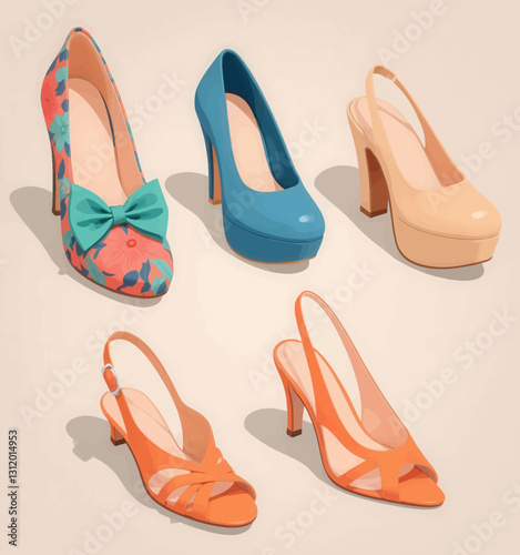 Elegant colorful high heel shoe collection for women
