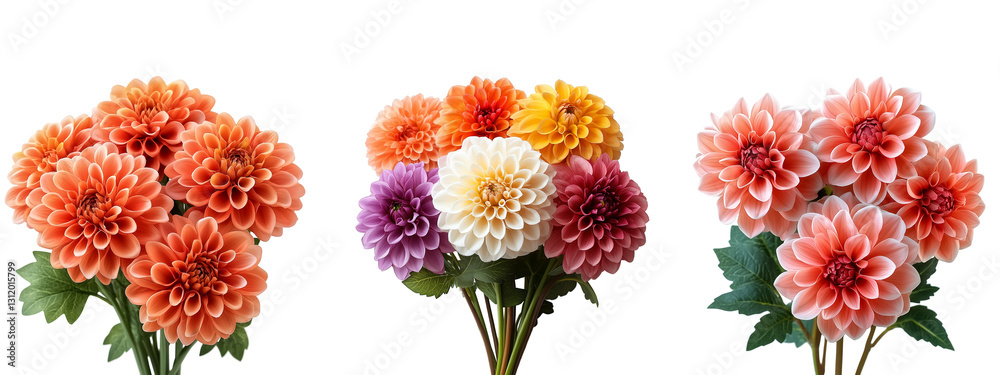 Obraz premium Dahlia flowers isolate on transparent background