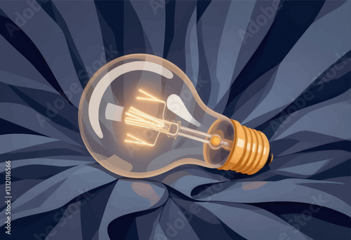 Glowing lightbulb on textured blue surface