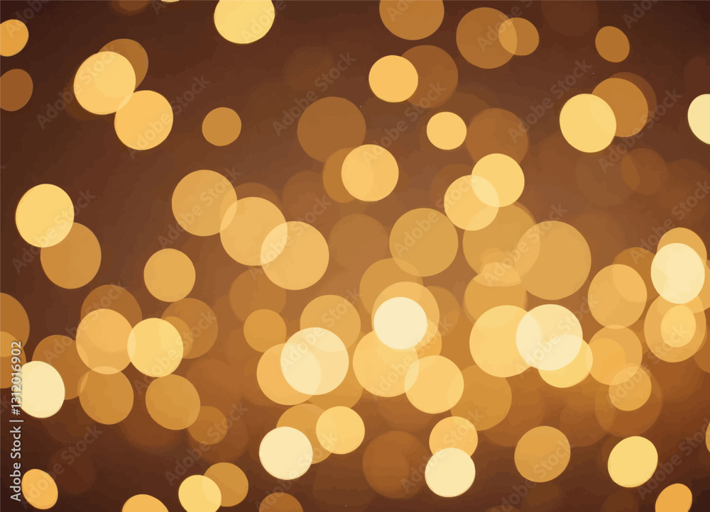 Golden bokeh lights on brown backdrop