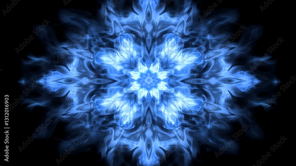 Obraz premium Blue Flame Artwork, symmetrical design for abstract background