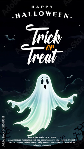 halloween banner design background with flying ghost