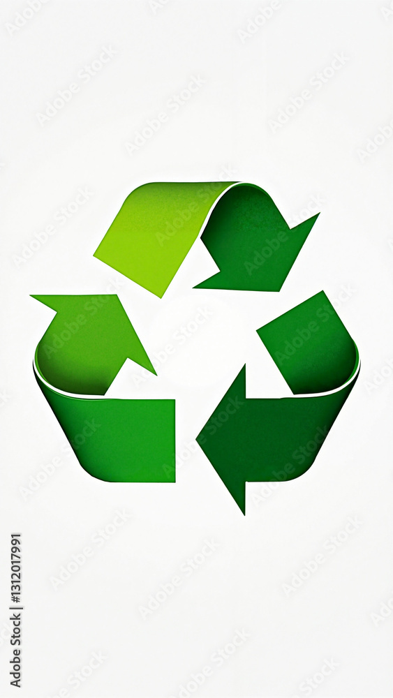 Vibrant Recycling Symbol on White Background for Marketing and Educational Use in Sustainability Campaigns Vibrant Recycling Symbol on White Background for Marketing and Educational Use in Sustainability Campaigns