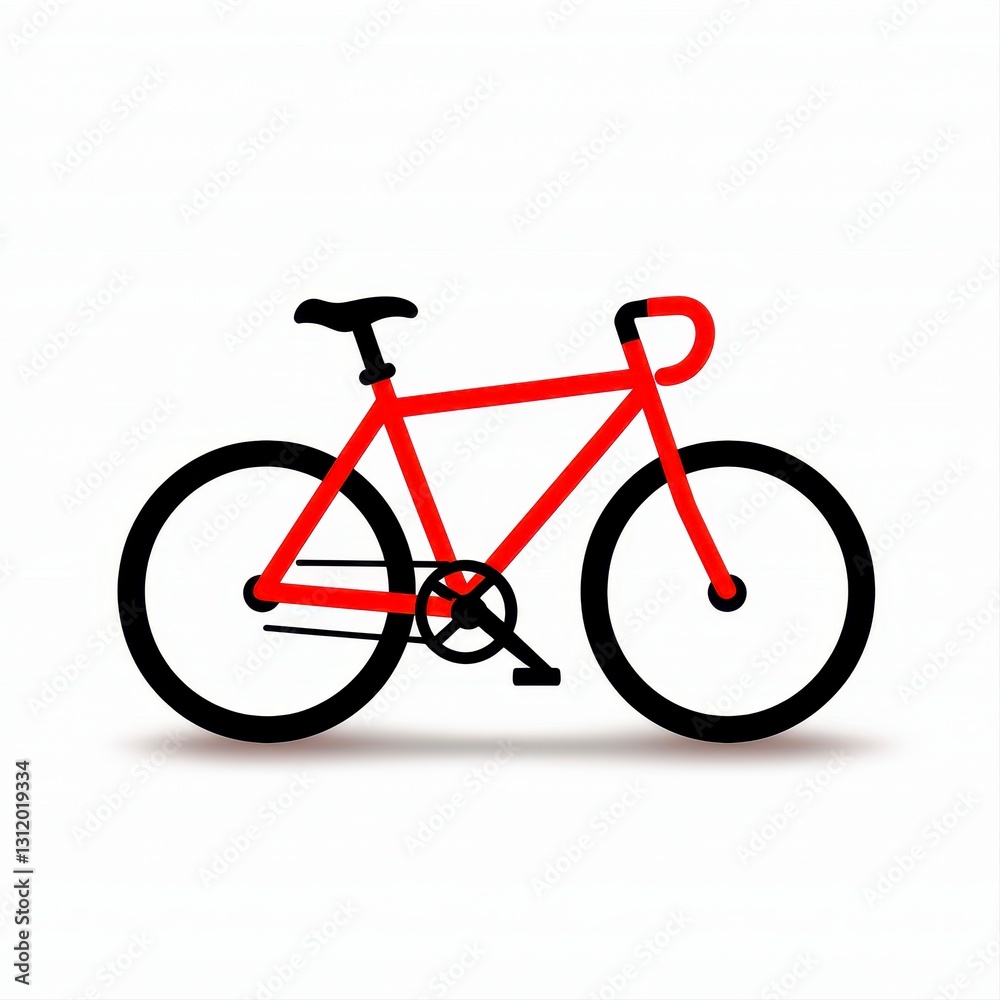 Obraz premium Minimal bicycle outline icon in red isolated on a white background perfect for cycling and fitness related designs
