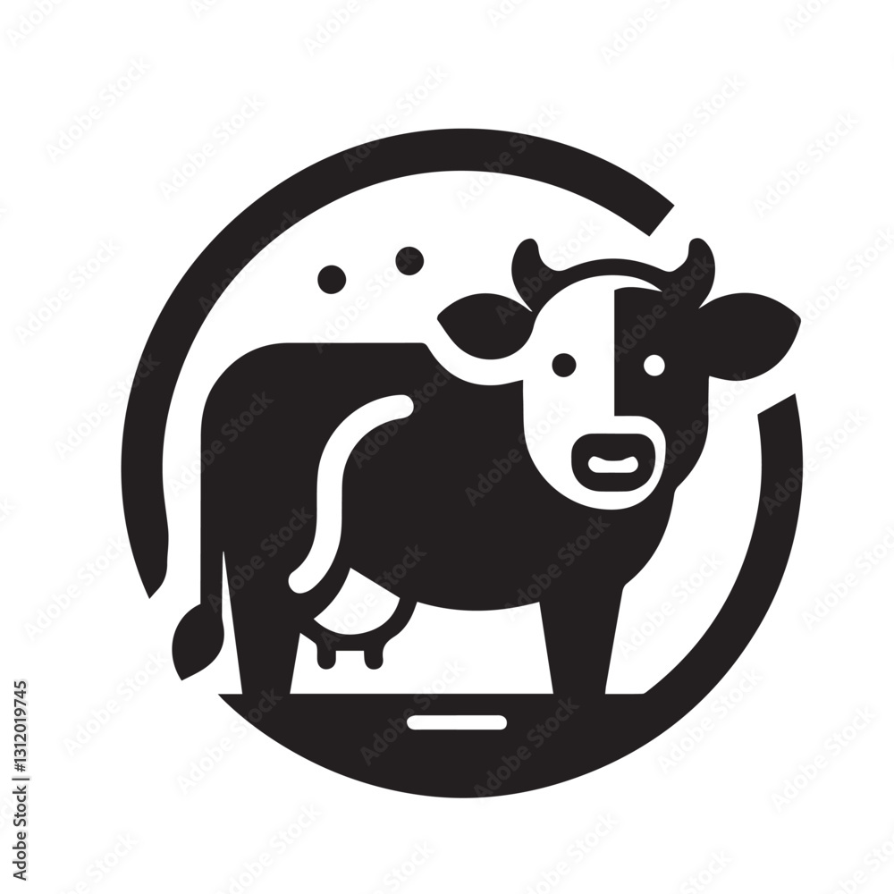 Fototapeta premium Simple Black and White Silhouette of a Cow