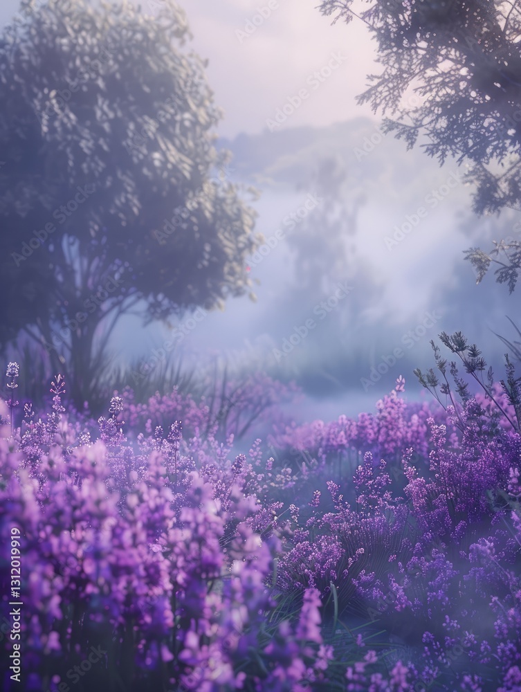 Fototapeta premium Enchanted Lavender Fields, A Serene Escape into Nature's Tranquility