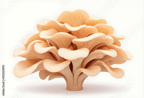 Oyster mushroom cluster, beige and cream color palette