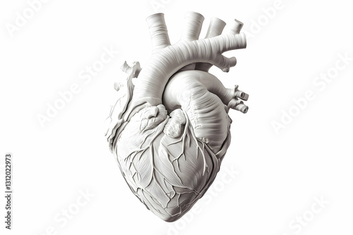 Black and white vector illustration of a human heart with cracks.