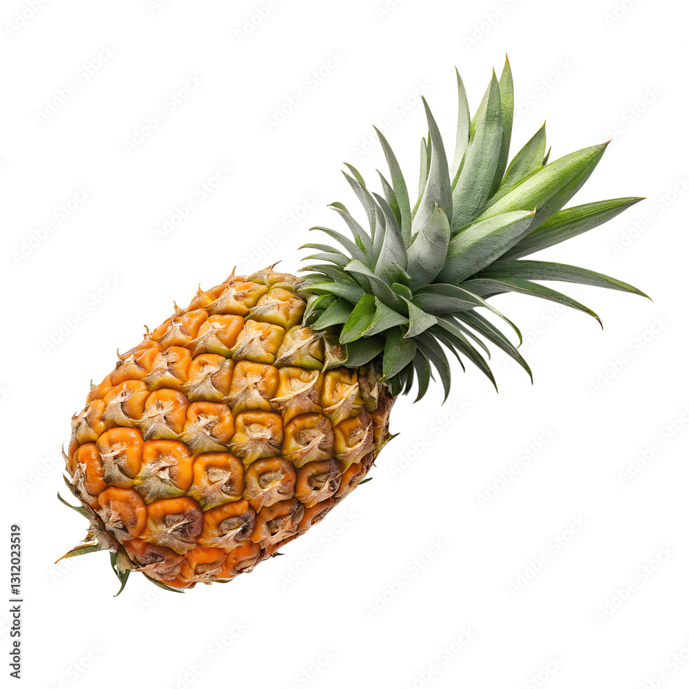 Fototapeta premium Top view of Pineapple (Sapparot - สับปะรด), isolated on a transparent background