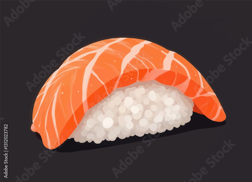Pixelated Salmon Nigiri Sushi on Dark Background
