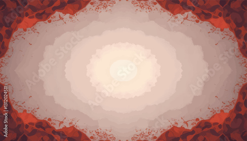 Red and beige symmetrical abstract vortex pattern
