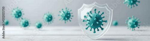 Shield Defending Against Turquoise Virus Cells