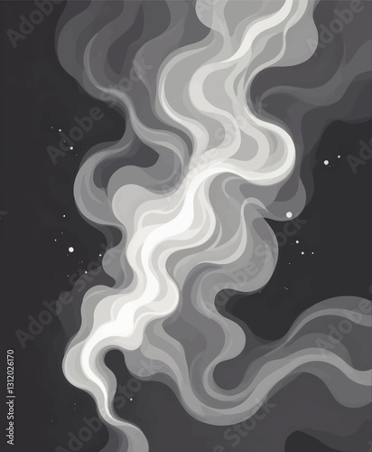 Smoky gray and white wisps on black abstract background