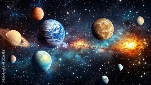 Celestial Wonders A Stunning Panorama of Planets and Nebulae in the Cosmos