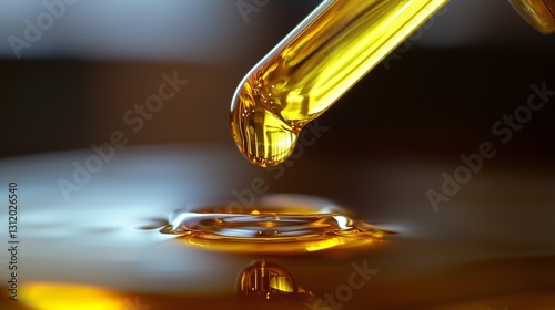 Wallpaper Mural Golden Oil Droplet Falling into Liquid Close up Macro Photography of Essential Oil Torontodigital.ca