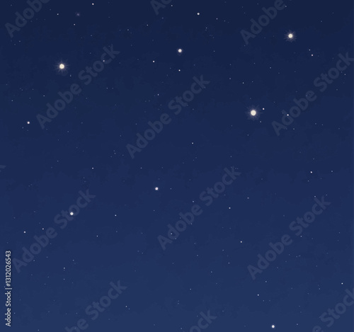 Stars twinkle brightly in deep blue night sky