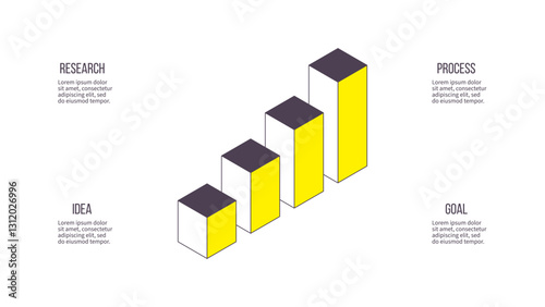 Business infographic template. Process chart with four options, steps. Vector chart.