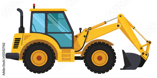 Powerful Yellow Excavator Backhoe Loader Machine for Construction Site Work