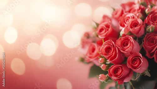 A beautiful bouquet of pink roses with a soft bokeh background, perfect for any occasion.