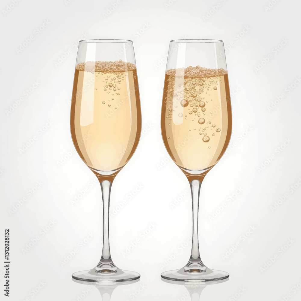 Two champagne flutes filled with sparkling wine Two champagne flutes filled with sparkling wine