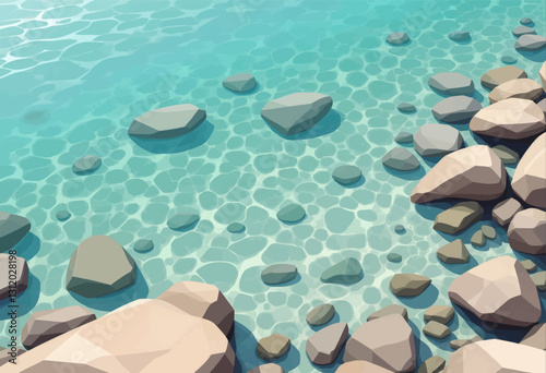 Turquoise water and smooth stones
