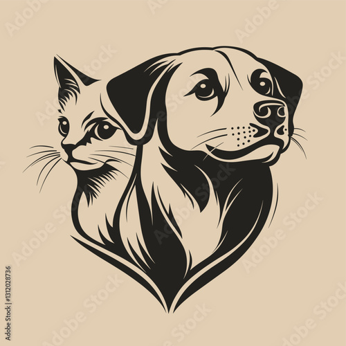 Logo for animal control use negative space with a dog and a cat to create this.

