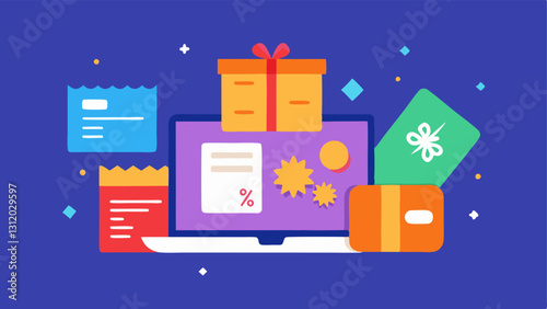 These descriptions can help create engaging visuals for the concept of digital coupons and vouchers in the online shopping experience.