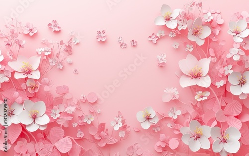 Spring 3D minimalistic pastel pink background