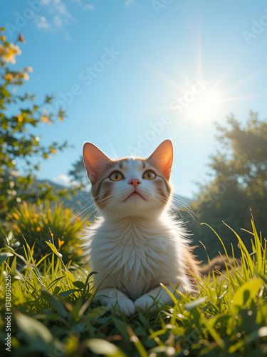 Home cat basking in the sun.