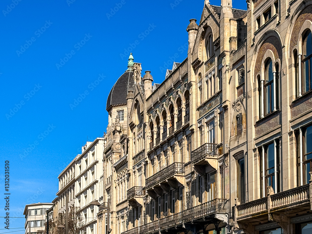 Street view of downtown Antwerp, Belgium