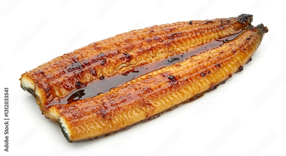Grilled Unagi Japanese Eel Glazed in Sweet Sauce Delicious Seafood Close Up View Grilled Unagi Japanese Eel Glazed in Sweet Sauce Delicious Seafood Close Up View