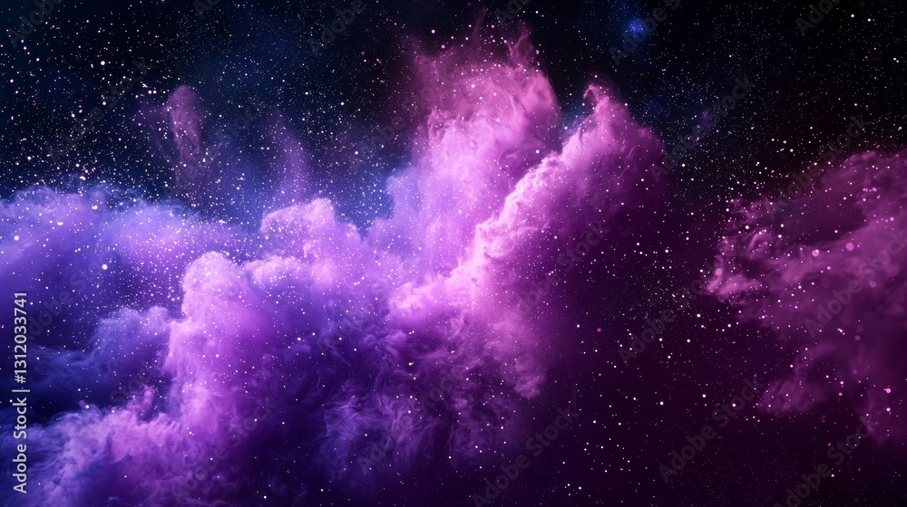 Naklejka premium Stunning Purple and Blue Nebula Space Background Cosmic Clouds Starscape