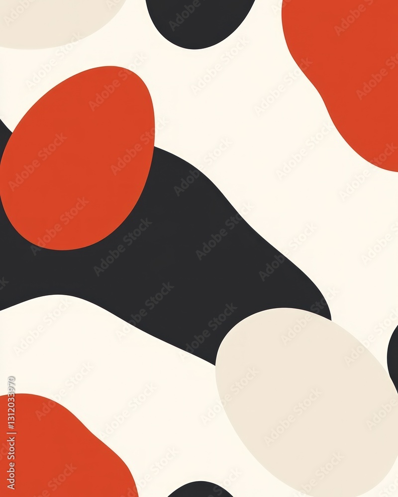 custom made wallpaper toronto digitalAbstract design with organic shapes in red black and cream. Simple flat vector illustration for graphic design