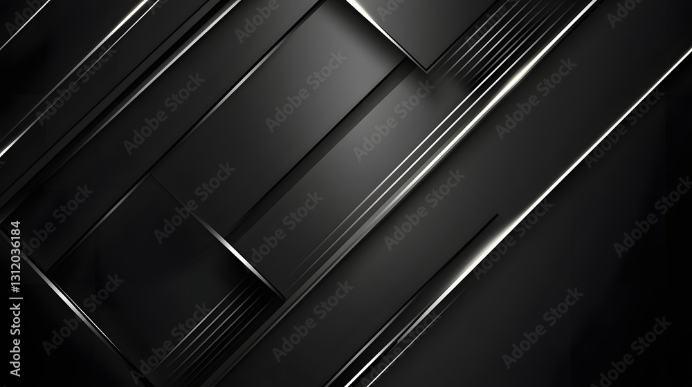 Abstract Black Geometric Design With Silver Accents Abstract Black Geometric Design With Silver Accents