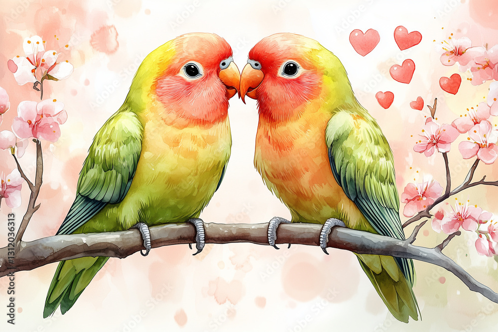 Obraz premium birds on a branch in love