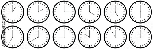 Set of Clock icon set horizontal set of analog clock icon Timers icon set vector illustrasion.   
