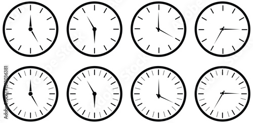 Set of Clock icon set horizontal set of analog clock icon Timers icon set vector illustrasion.   
