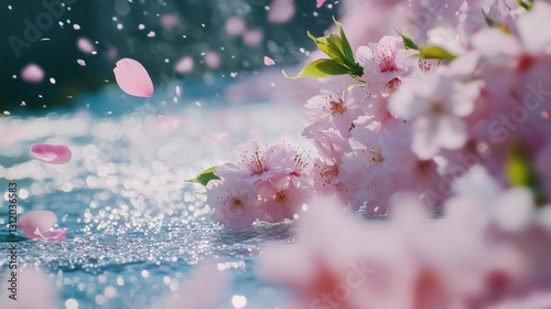 The beautiful moment of colorful fallen petals