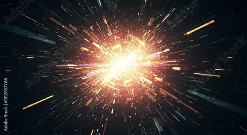 Abstract Digital Explosion Futuristic Energy Burst Glowing Lines High Tech Background