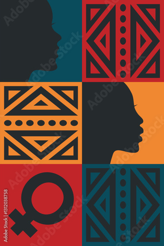 Women's History Month. Celebrated annual in March, to mark women’s contribution to history. Female symbol. Women's rights. Girl power in world. Poster, postcard, banner. Vector illustration