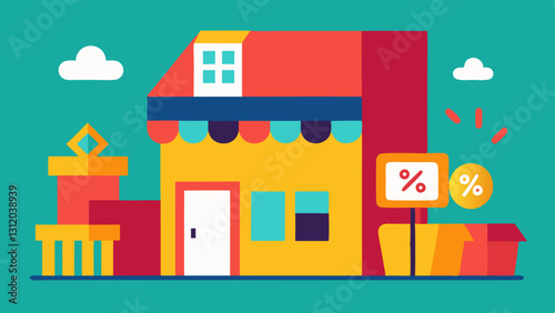These descriptions can be used to create vibrant vector illustrations that capture the essence of a busy home goods store with an emphasis on discounts.