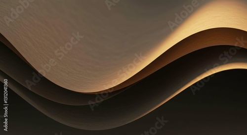 Abstract Beige and Brown Wave Pattern Swirling Curves Textured Paper Background