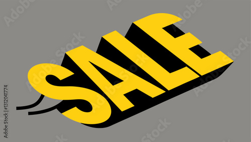 Vibrant Slash A giant cheerful yellow font displaying SALE diagonally slashing through a dull gray price tag with a bold black original price.