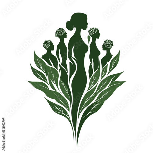 minimal vector logo for soylent green, concept of humans turned into flower