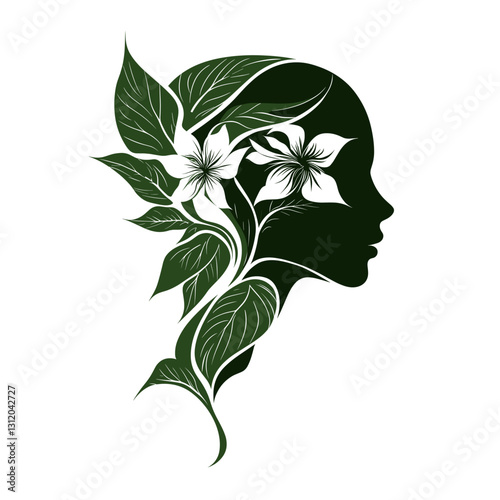 minimal vector logo for soylent green, concept of humans turned into flower